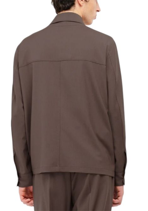 Overshirt fresco di lana stretch marrone MANUEL RITZ | Giacche | 4032G2458 26000029